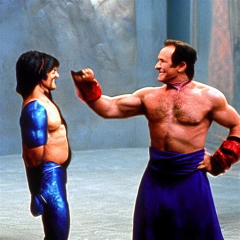 Krea A Photo Of Robin Williams Turning Into The Genie From Disney S