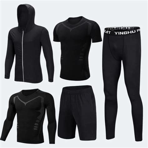 Ensemble Tenue De Compression Homme Sci Fiction Noir Manches Longues Fitness Séchage