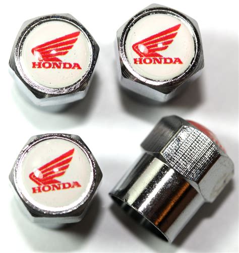 Honda White Wing Motorcycle Tire Valve Stem Caps Plus Free Extra Cap