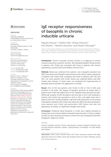 Pdf Ige Receptor Responsiveness Of Basophils In Chronic Inducible