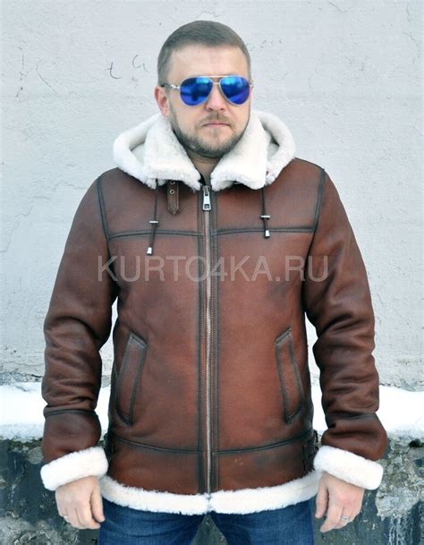 Купить дубленку пилот с капюшоном MZ114-A в интернет-магазине rurto4ka.ru