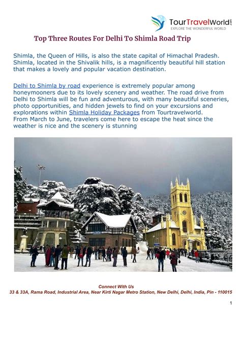 Ppt Top Three Routes For Delhi To Shimla Road Trip Powerpoint