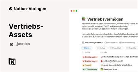 Vertriebs Assets Vorlage Von Notion Notion Marketplace