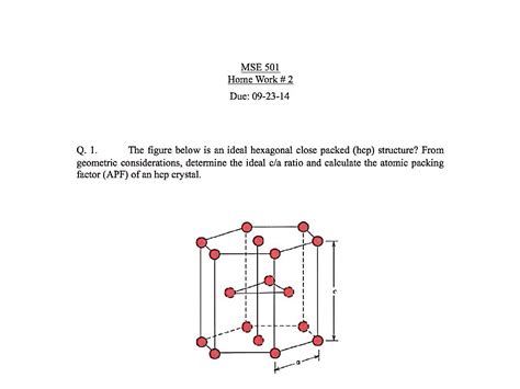 The figure below is an ideal hexagonal close packed | Chegg.com