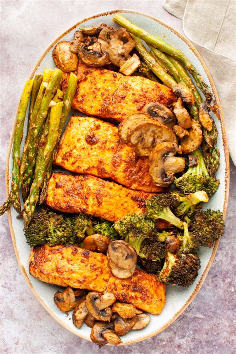 Air Fryer Salmon And Vegetables One Carefree Cook