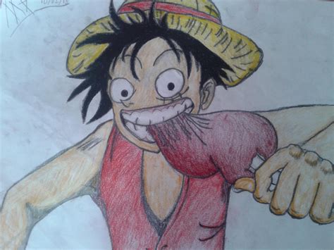 Luffy eating meat by Mark5110 on DeviantArt