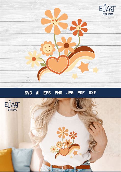 Hippie Flowers Svg Retro Summer Png Illustration