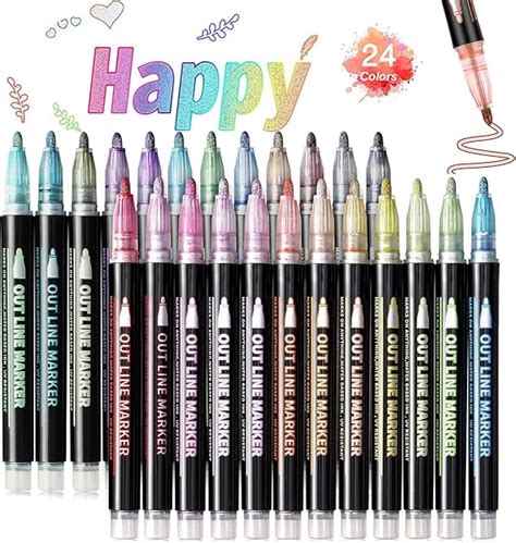 Amazon Wandyme Double Line Outline Markers Shimmer Marker Set