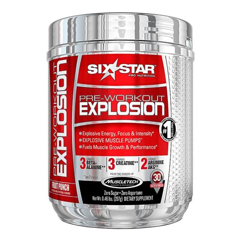 Six Star Pre Workout Explosion Fruit Punch Pre Workout Nutrition, Pre ...