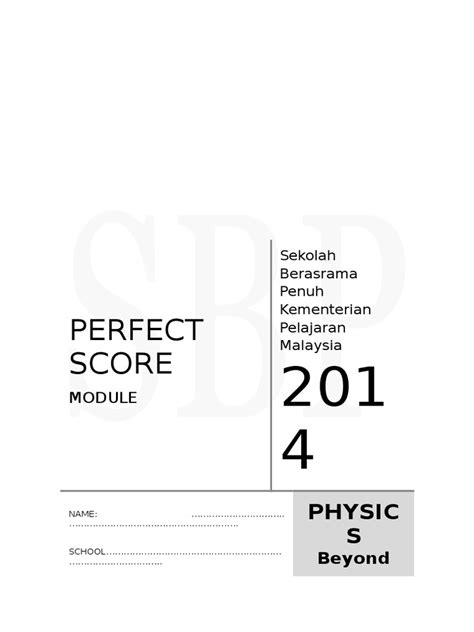 Modul Perfect Score Sbp Physics Spm 2014 Skema Pdf