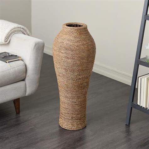 Litton Lane Brown Handmade Tall Wrapped Seagrass Decorative Vase