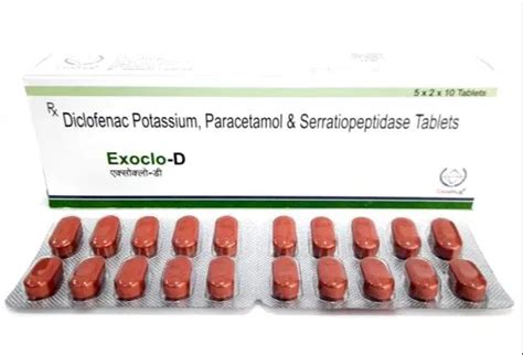 Diclofenac Potassium 50 Mg Paracetamol 325 Mg And Serratiopeptidase 10 Mg Tablets