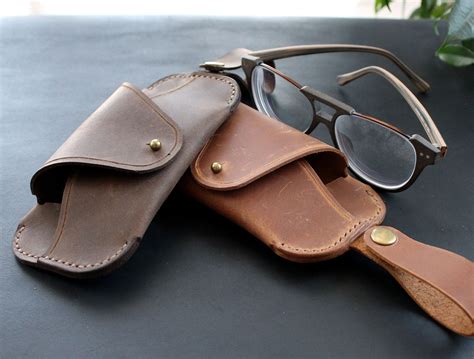 Genuine Leather Glasses Case With Belt Loop Personalized Etsy