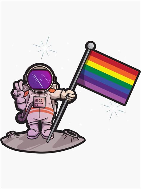 Pegatina Bandera Del Arco Iris Lgbt Del Astronauta Del Orgullo Gay En