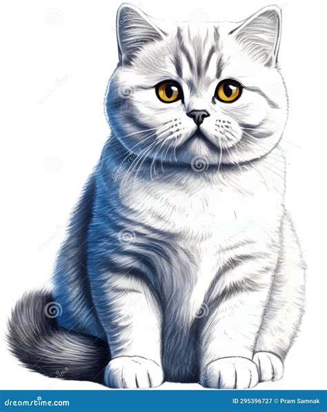 A Sketch Of A British Shorthair Cat Ai Generated Stock Illustration