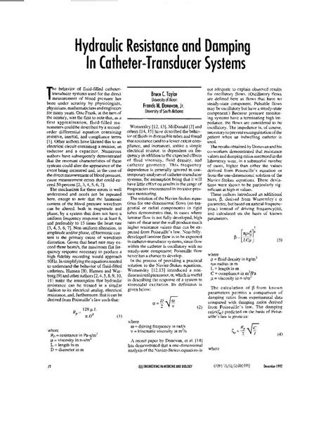 Pdf Hydraulic Resistance And Damping In Catheter Transducer Systems Dokumen Tips