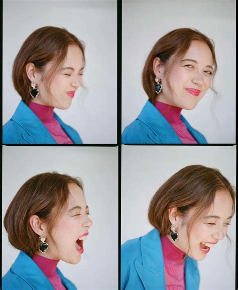 Four Pictures Of A Woman With Her Mouth Open