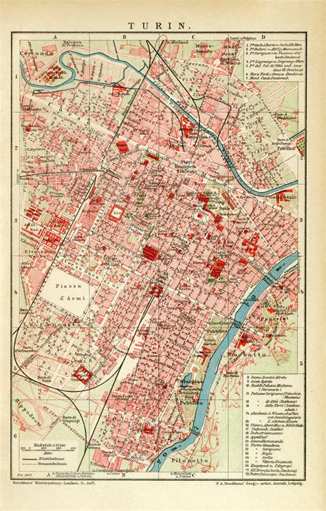 Turin Historischer Stadtplan 1907 Archiv Historischer Bilder Mach