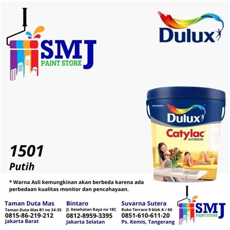 Jual Ready Cat Tembok Interior DULUX CATYLAC 1501 Putih 25kg Shopee