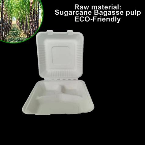 Biodegradable Disposable Cornstarch Sugercane Bagasse Rectangular Take