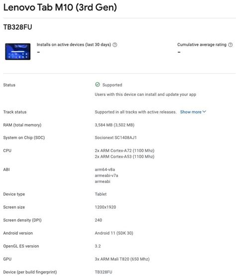 Lenovo Tablet Android Specification