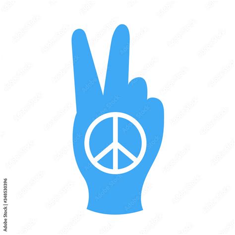 Victory hand emoji and peace sign flat icon for apps and websites ...