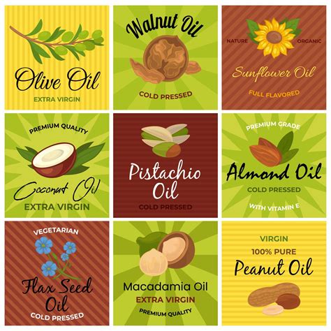 Bright stickers for the sale of organic oils, set 22908720 Vector Art