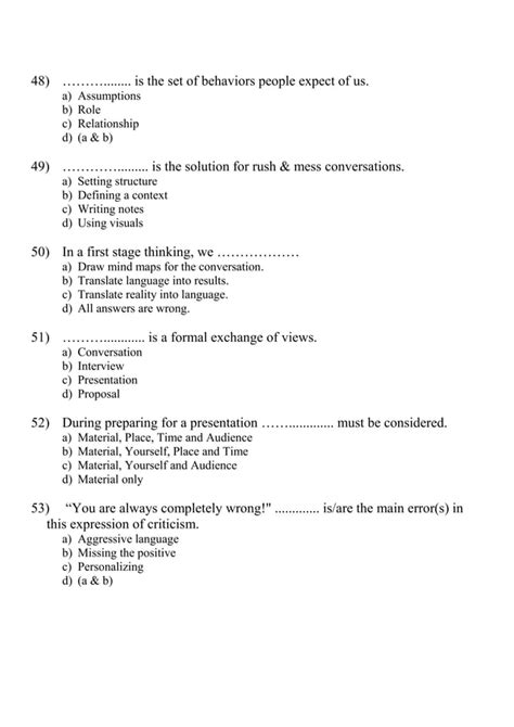 Mcq Questions For Communication Skills Course