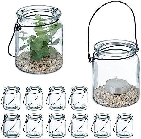 Amazon De Relaxdays Windlicht Glas 12er Set Teelichthalter Mit