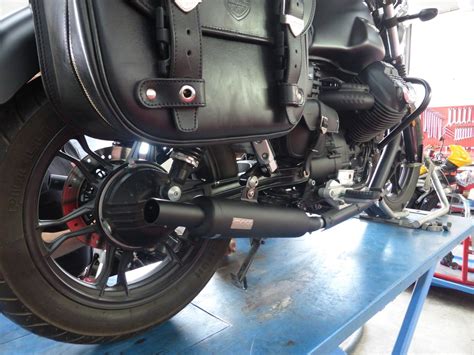 Massmoto Exhaust Dual Slipon Silencers Bottiglia Matt Black Moto Guzzi