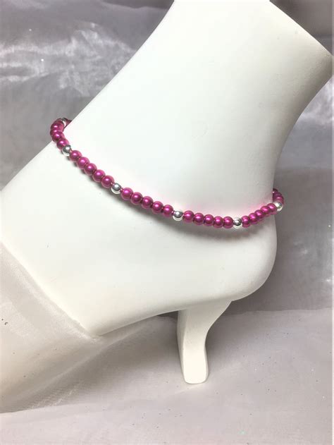 Neon Hot Pink Adjustable Anklet 709 Etsy Anklet Hot Pink Pink