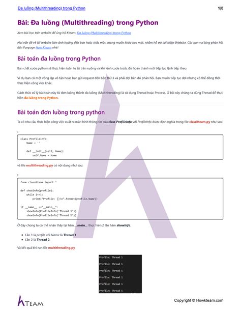 Multithreading trong Python Các bạn vui lòng phản hồi đến Fanpage