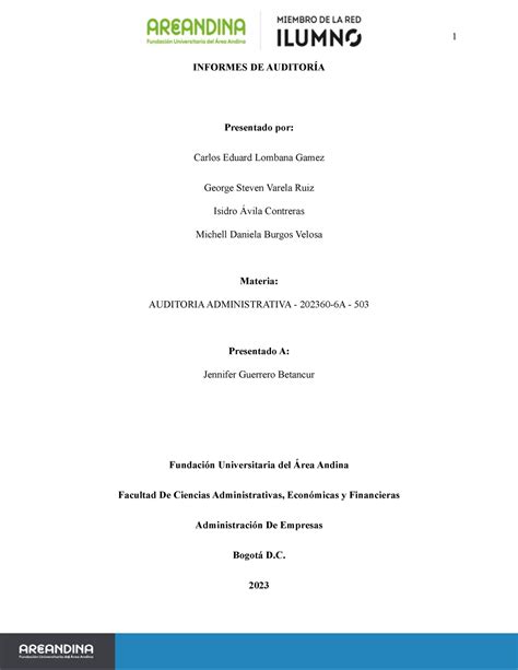 Eje 4 Auditoria Administrativa Informes De Auditoría INFORMES DE