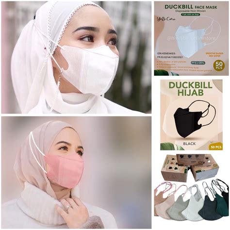 Jual HWLB BUY 1 GET FREE MASKER DUCKBILL HIJAB HEADLOOP HITAM PUTIH