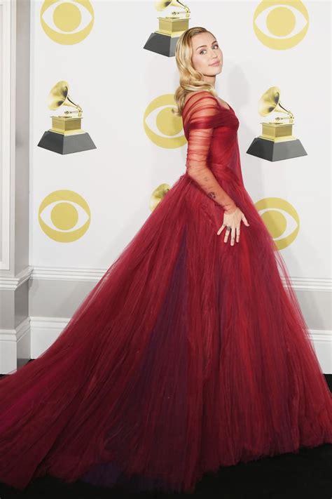 Miley Cyrus Wearing Red Gown at Grammys 2018 | POPSUGAR Fashion