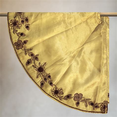 Gold Tissue Tree Skirt W Bronze Beading Sudha Benefit Sale