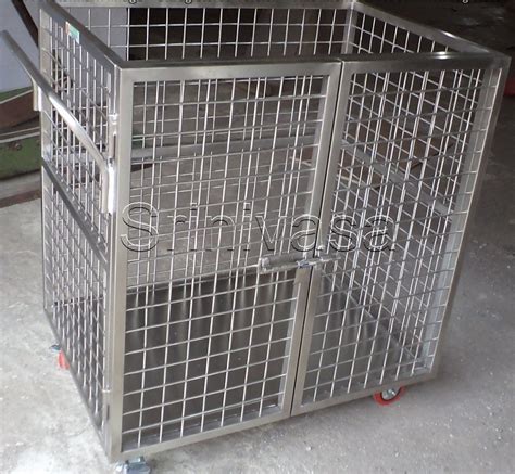 Pu Wheel Matt Finish Stainless Steel Cage Trolley Load