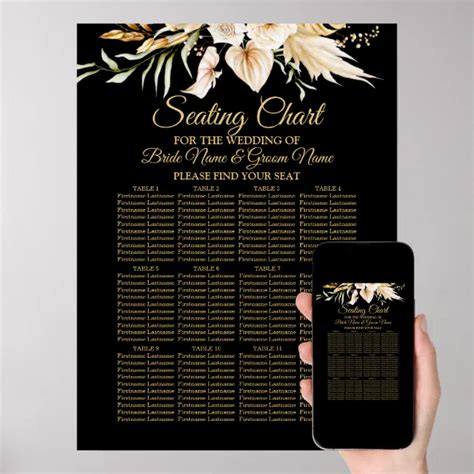 Wedding Party Blush Pink Floral Golden Black Poster Zazzle