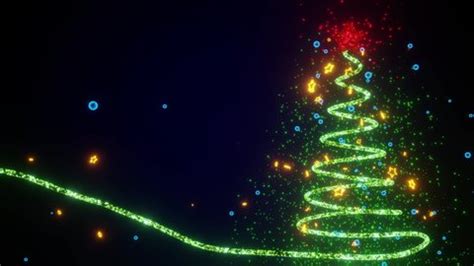 Glowing Green Christmas Tree Animation Golden Stock Footage Video (100% ...