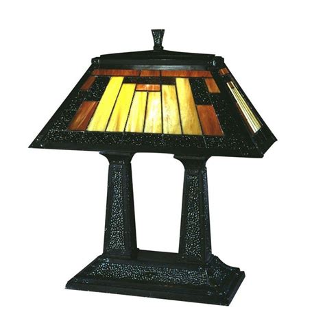 Interior Good Looking Black Mission Desk Lamp And Stained Glass Rectangular Lamp Shade For