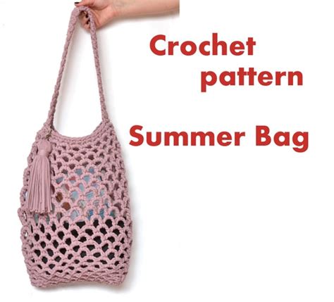 Crochet Bag Pattern Pdf Tshirt Yarn Market Bag Pattern String Etsy