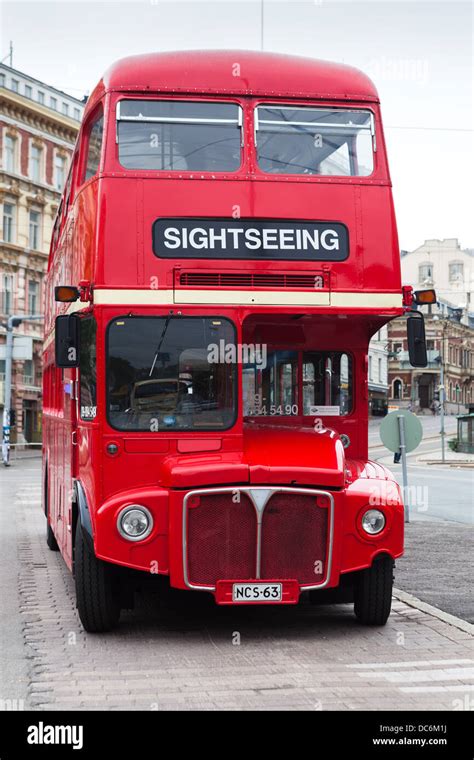 Old Fashioned London British Retro Double Decker Tour Buses Helsinki