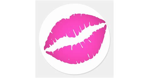 Hot Pink Kiss Classic Round Sticker Zazzle