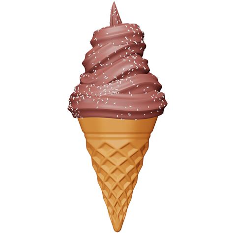 Chocolate Ice Cream Cone D Rendering Isometric Icon Png