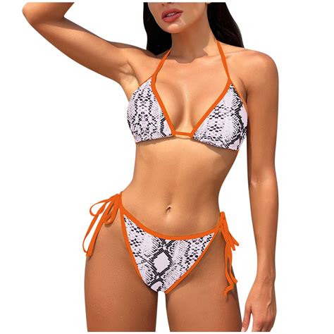 WREESH Womens Two Piece Swimsuit String Bikini Sets Halter Backless