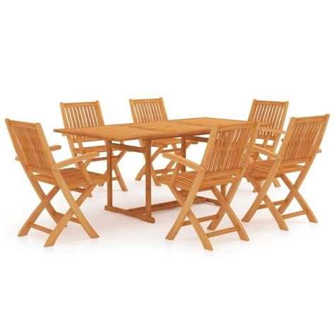 Pwshymi Ensemble de salle à manger de jardin 7 pcs Bois de teck