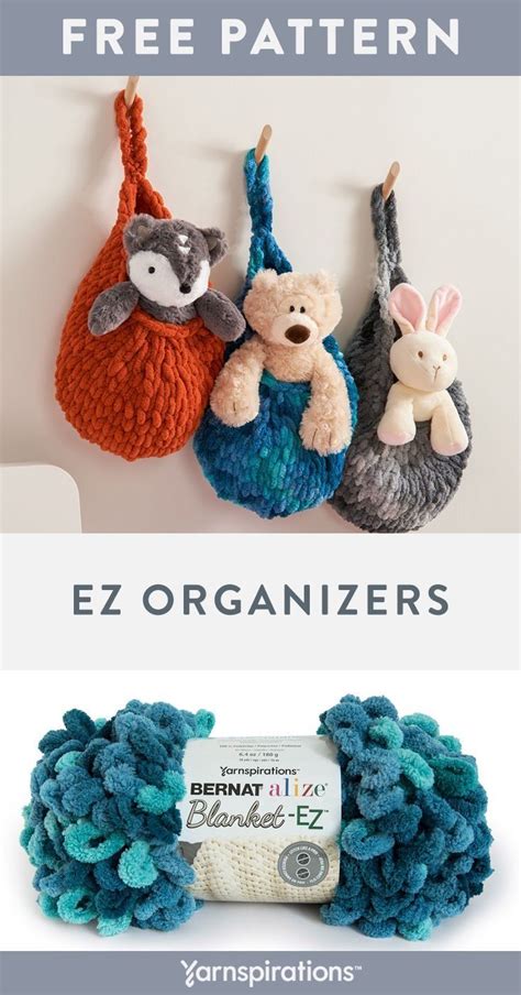 Free EZ Organizers Pattern Using Bernat Alize Blanket EZ Yarn Add A