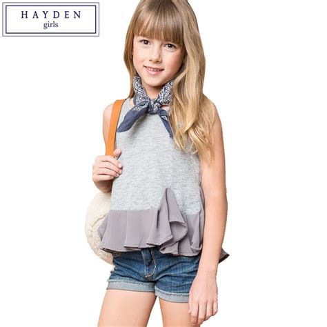 Hayden Girls Sleeveless Top Kids Summer Vest Blouse Casual Tops For