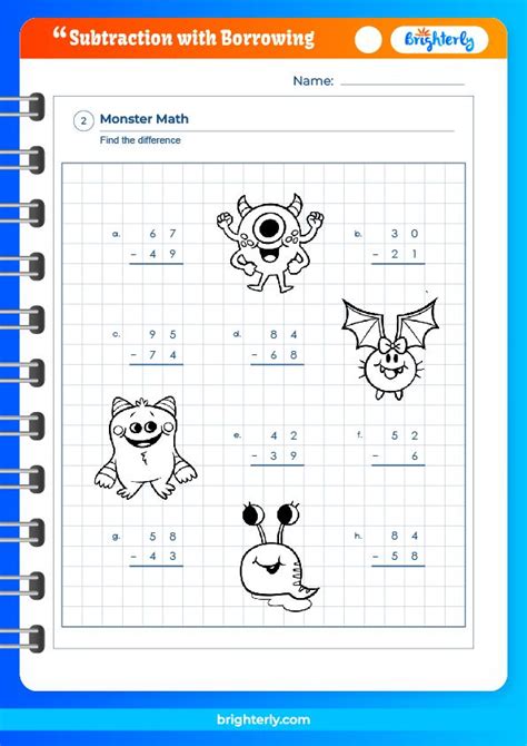 Free Printable Subtraction With Borrowing Worksheets PDFs Brighterly