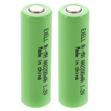 2x Exell 1 2V AA 2200mAh Rechargeable NIMH Flat Top Batteries FAST USA